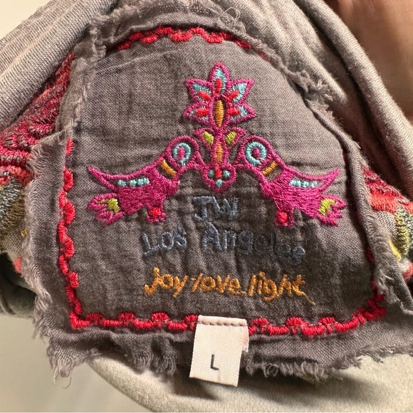 Johnny Was Flowy Gray Button Up Top- Size Large - Picture 4 of 5